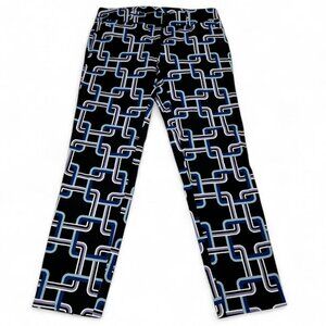 Geometric Print Cropped Pants Size M Bold Pattern Statement Piece